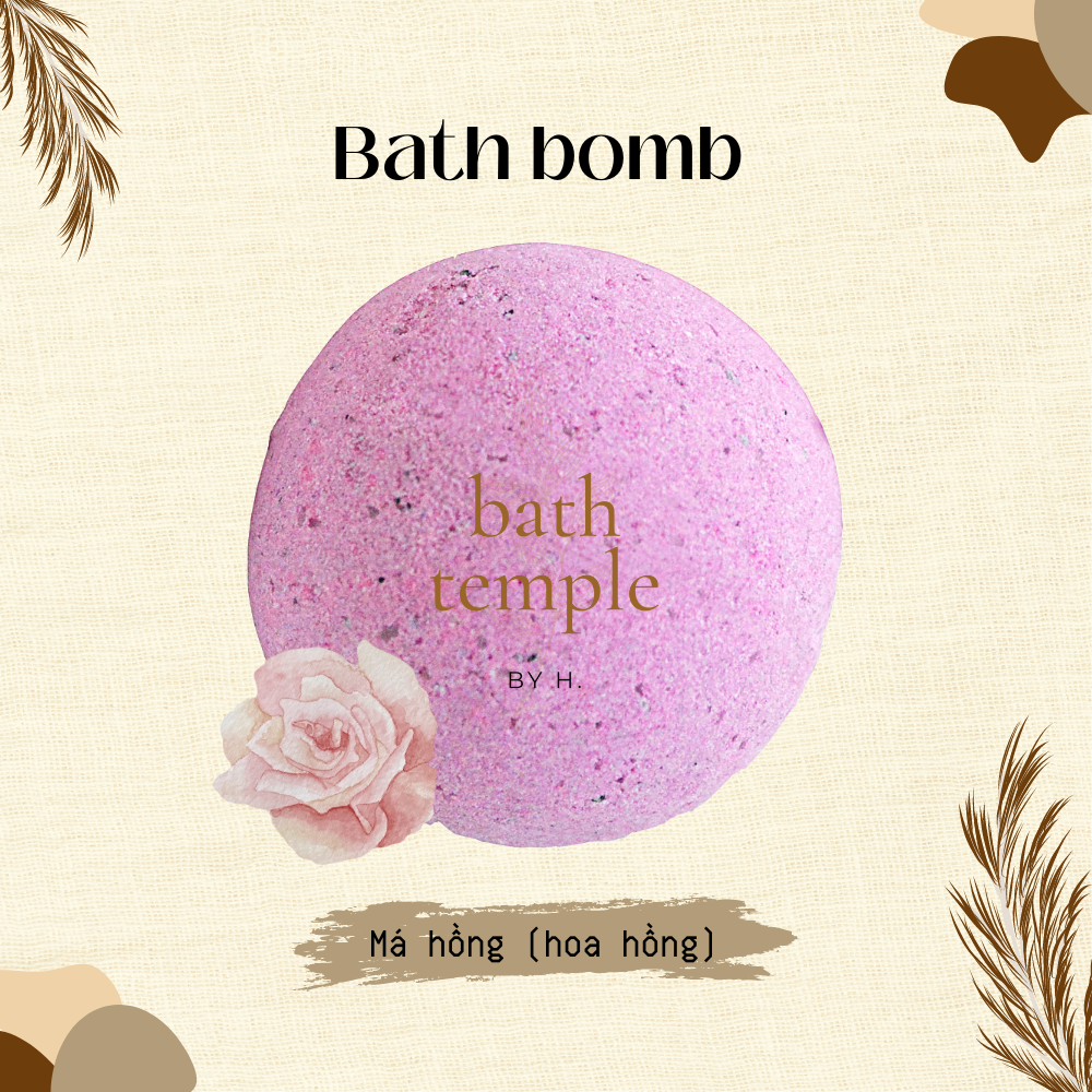 Bom tắm cho bồn tắm Bath bomb - Má hồng Hoa hồng Rose - bath temple