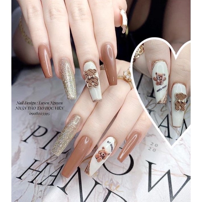 Charm gấu đính móng tay phụ kiện nail