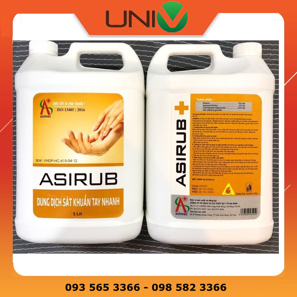 Nước rửa tay khô sát khuẩn nhanh Asirub can 5 lít ( Hàng Chính hàng )