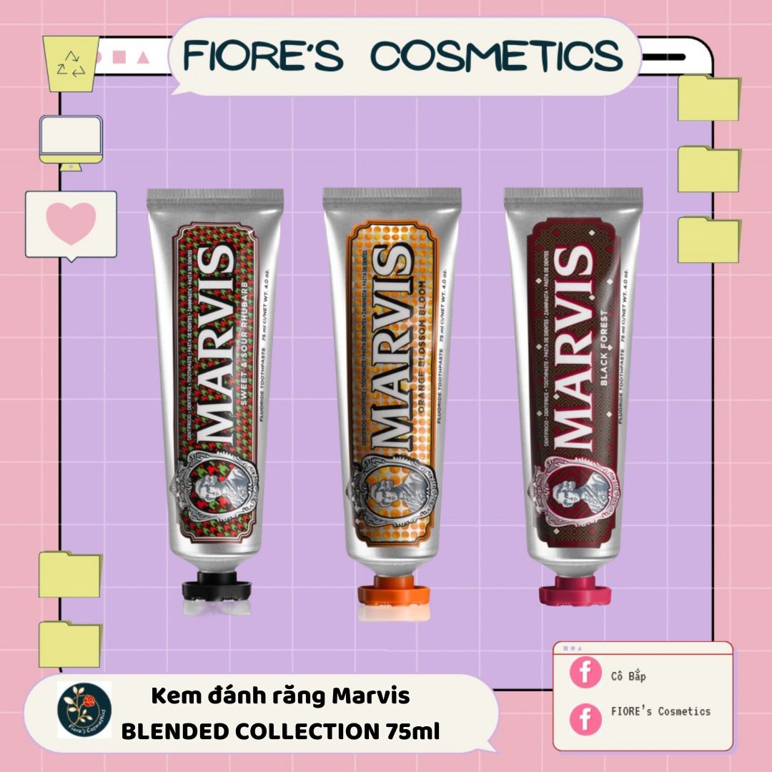 Kem đánh răng Marvis BLENDED COLLECTION 75ml ( Black Forest, Orange Blossom, Sweet & Sour Rhubarb)