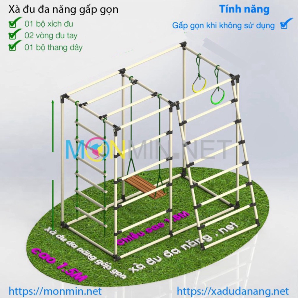 Xà đu đa năng Satech - Khung vận động cho bé - Bộ Gấp Gọn