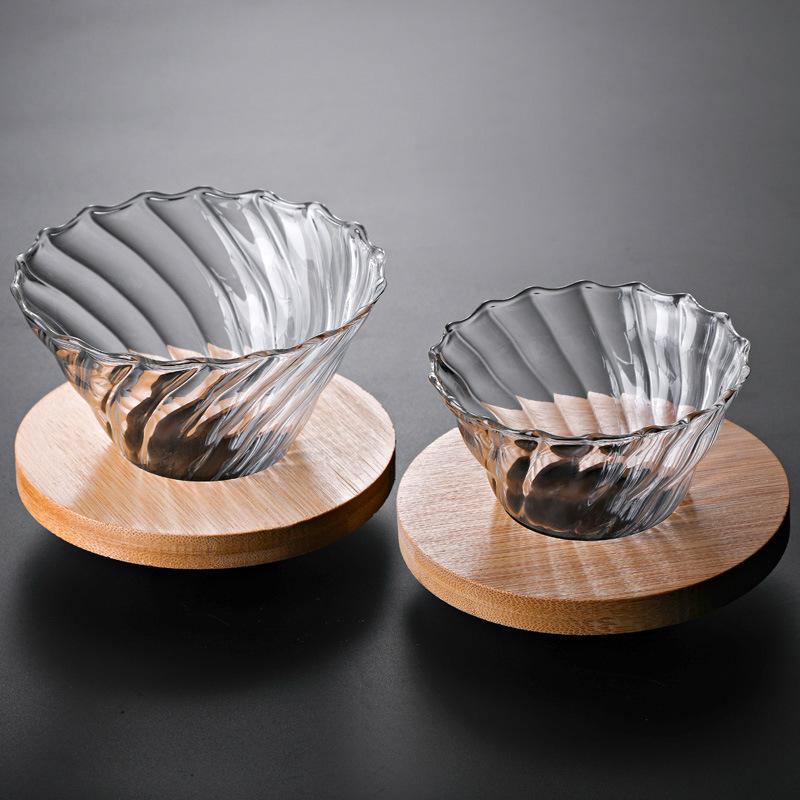Phễu V60 thủy tinh đế gỗ pha cà phê Pour Over