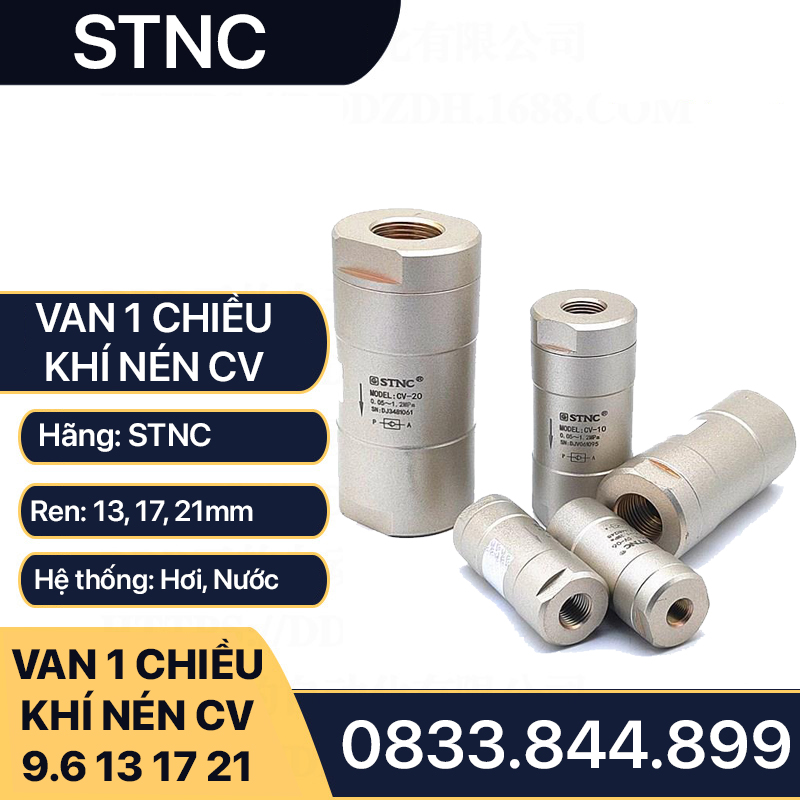 Van 1 chiều khí nén stnc, van khí nén 1 chiều stnc cv 9.6mm, 13mm, 17mm, 21mm, 27mm, 34mm