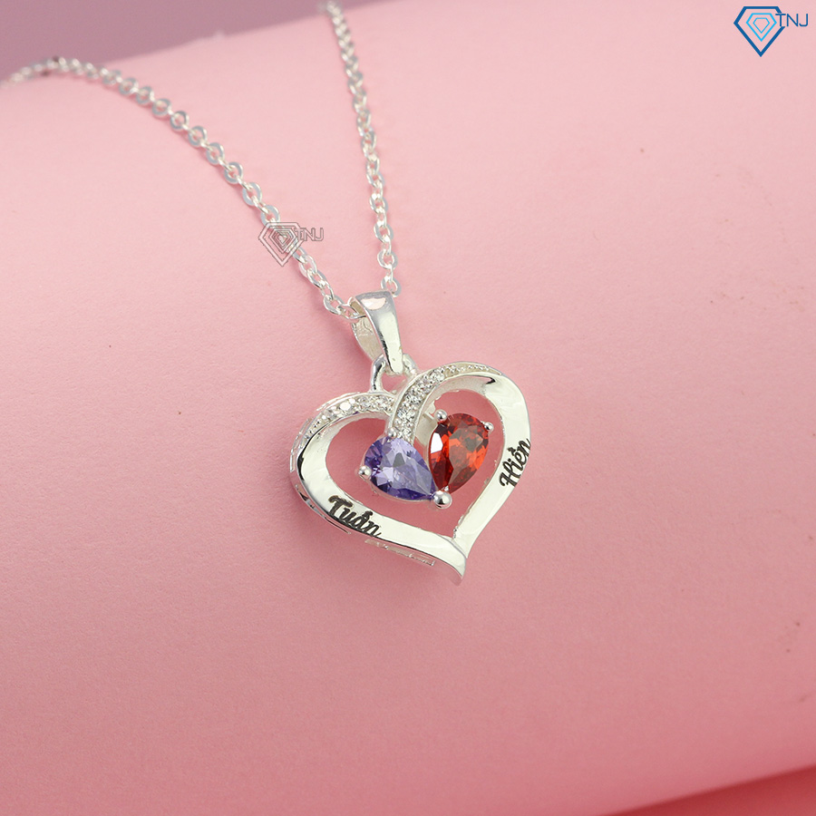 Dây chuyền nữ bạc mặt trái tim khắc tên DCN0496 - Trang Sức TNJ