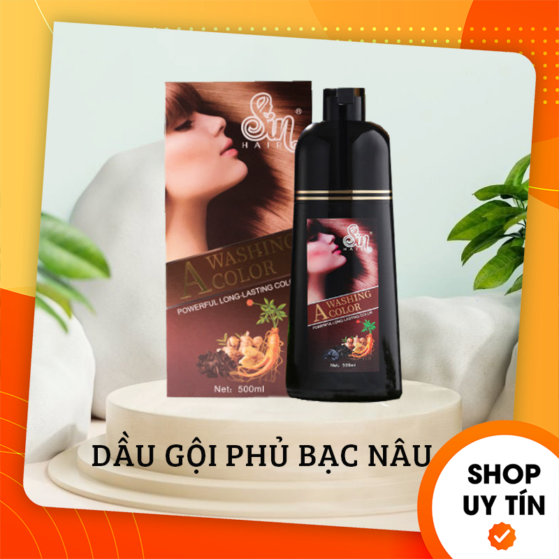 Dầu gội phủ bạc sin hair màu nâu - dầu gội phủ bạc nhật bản 500ml