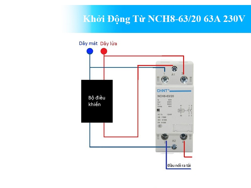 Khởi động từ 1 Pha CHINT 63A/220V