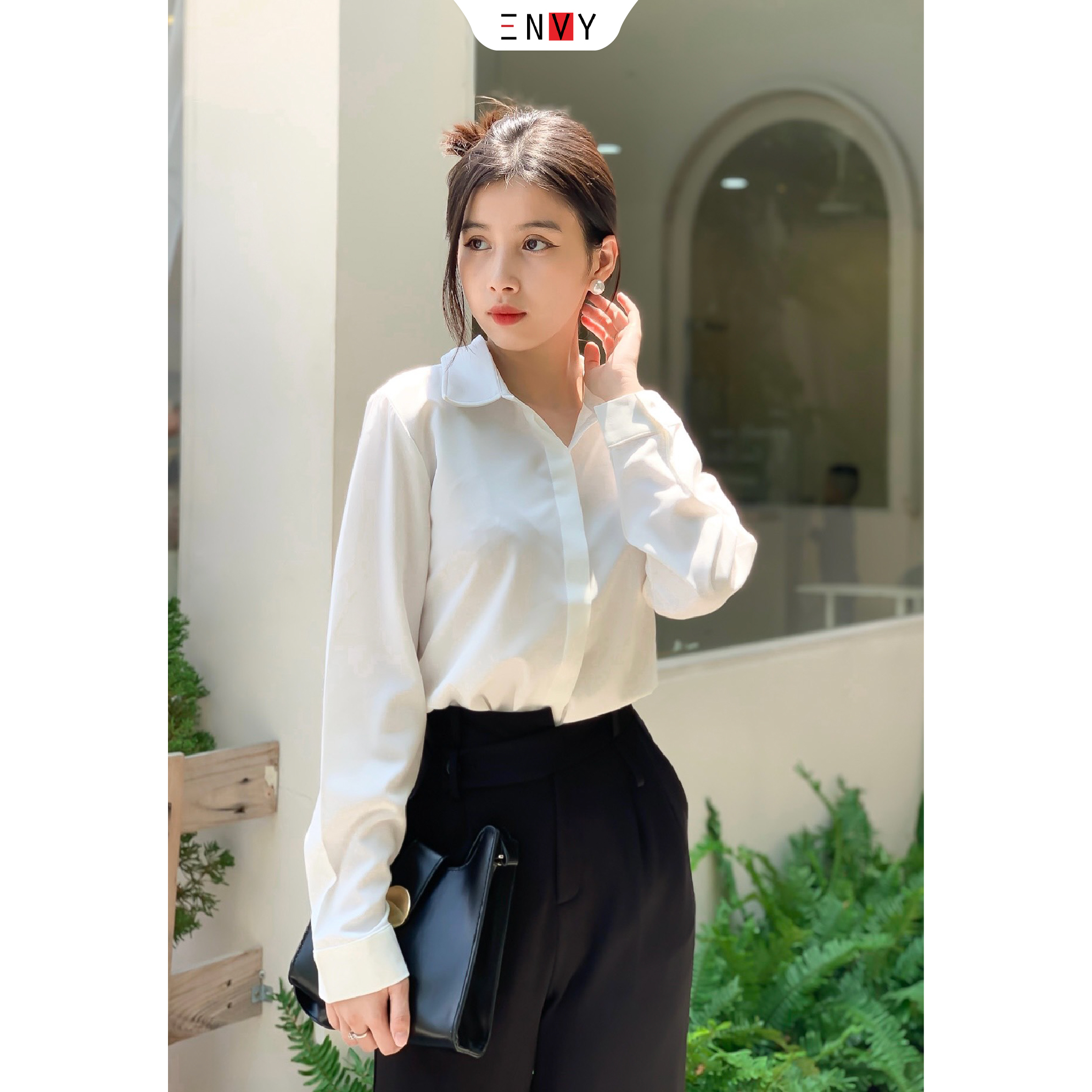 Sơ mi nữ truyền thống ENVY - S0095 Áo Sơ Mi Chất Lụa Mềm Mịn