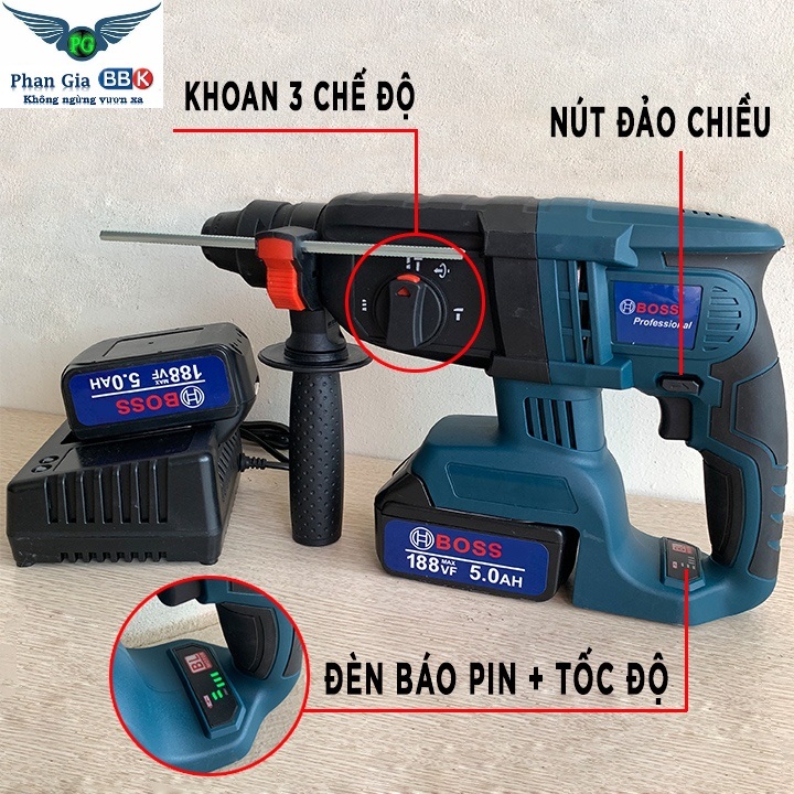 MÁY KHOAN BÊ TÔNG DÙNG PIN BOSCH 118V( máy 1 pin không hộp)