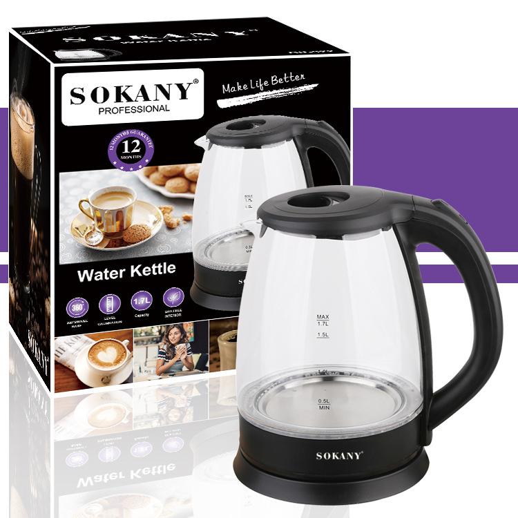 Ấm siêu tốc, ấm đun nước siêu tốc Sokany 1.7L ( HÀNG CHÍNH HÃNG, BẢO HÀNH 12 THÁNG - 1 ĐỔI 1 TRONG 7 NGÀY ĐẦU )