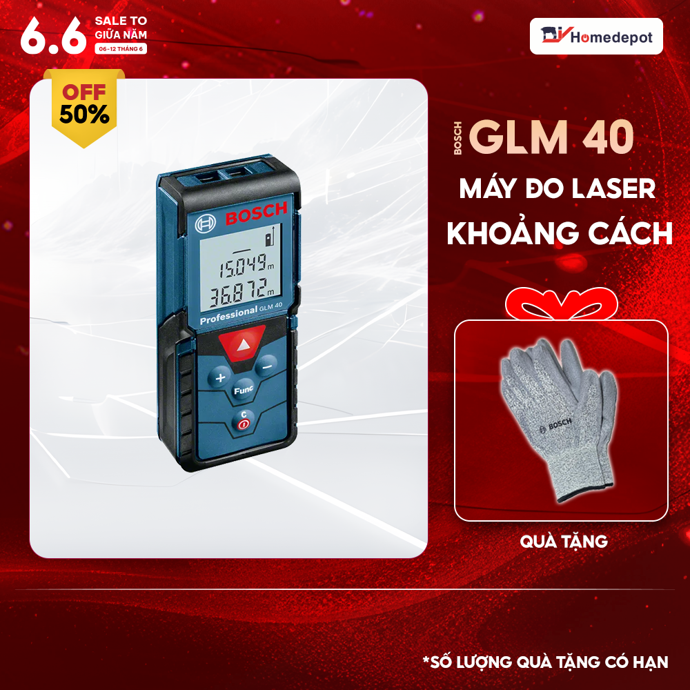 Máy đo khoảng cách 40m Laser Bosch GLM 40 (Xanh)
