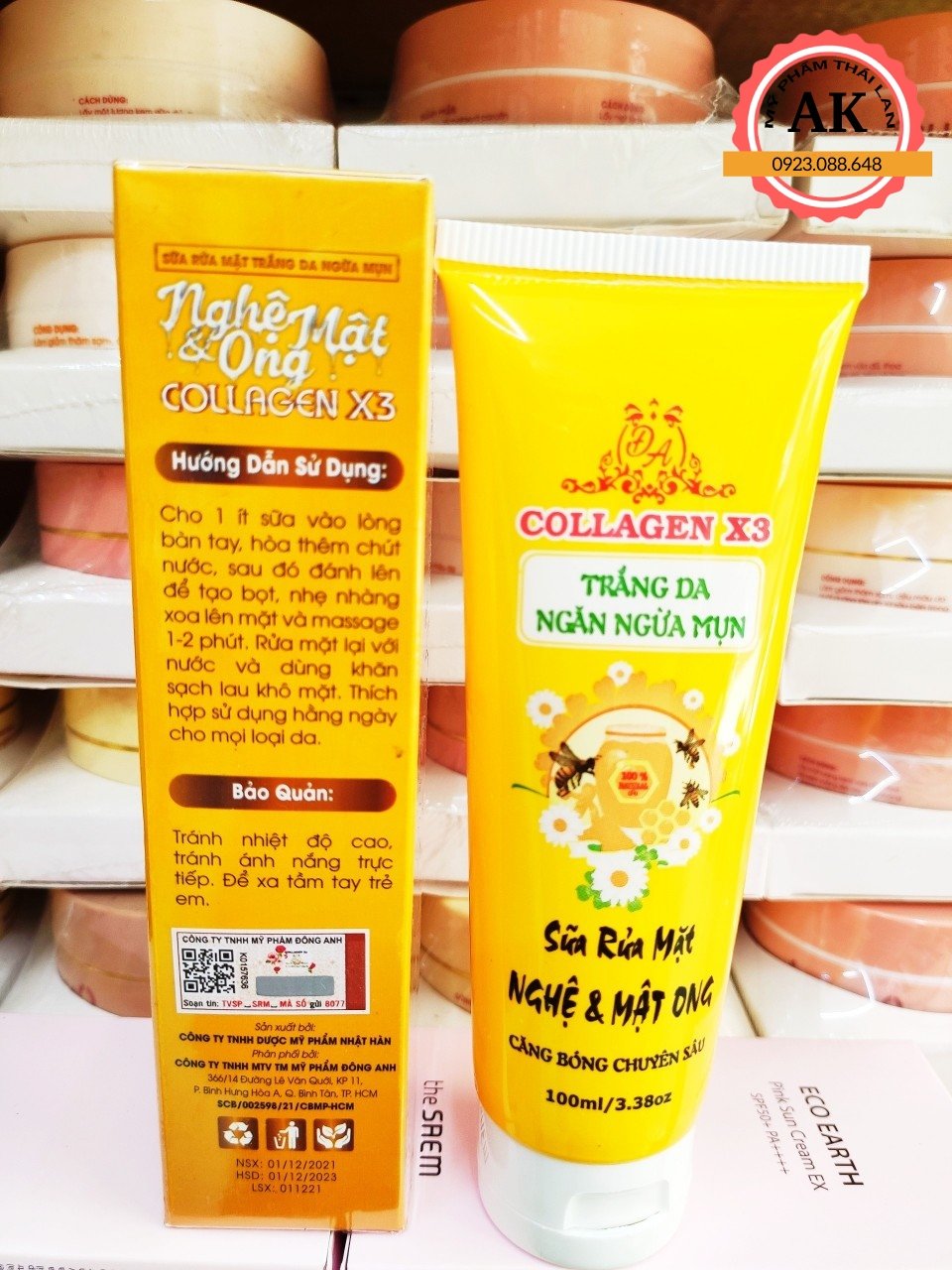 SỬA RỬA MẶT COLLAGEN X3 NGHỆ VÀ MẬT ONG 100ML [ CAM KẾT CHÍNH HÃNG ]