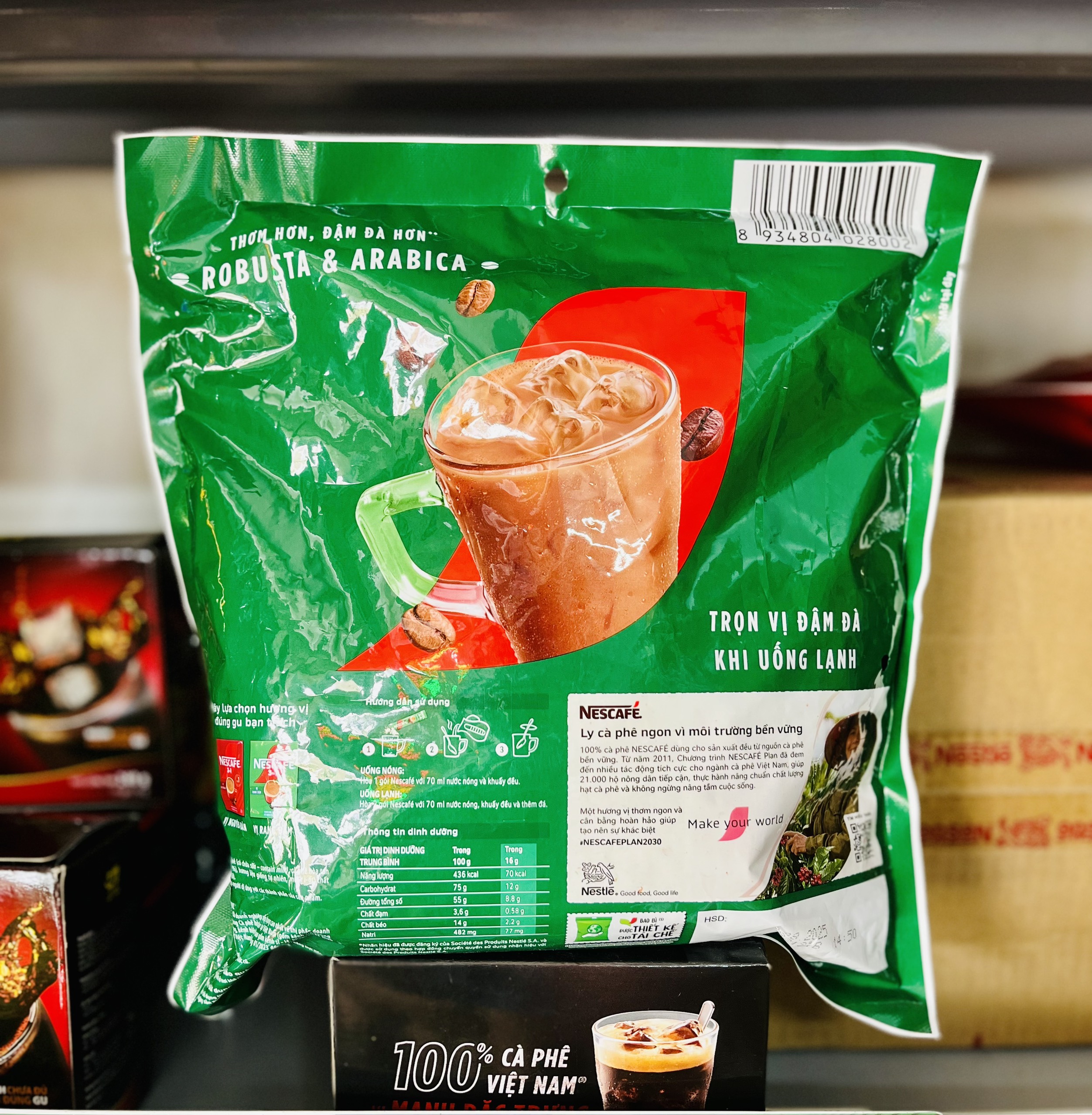 Cà phê đen/Cà phê sữa Nescafe xanh/đỏ/đen dạng túi (35-46 gói x 16g)