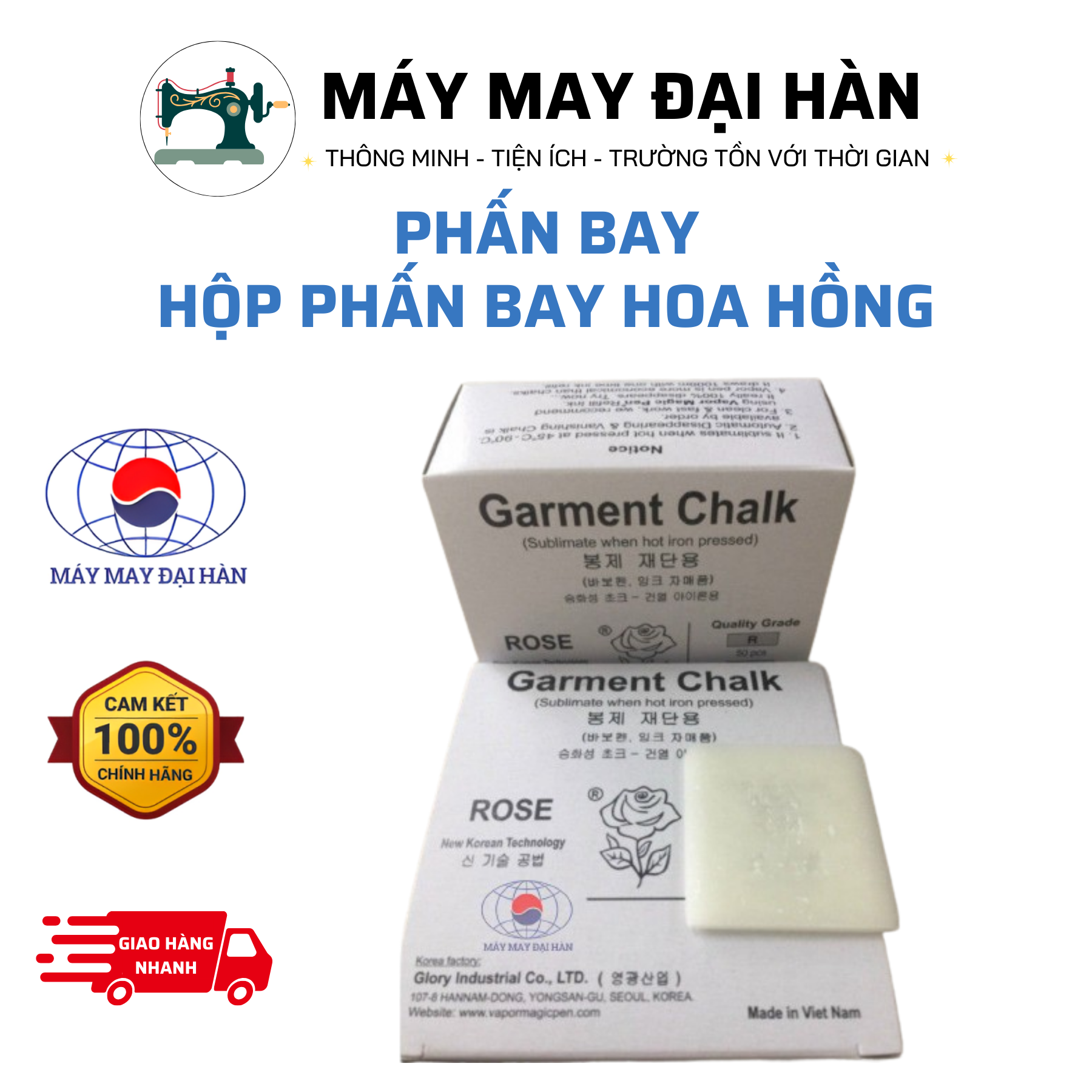 Hộp phấn bay hoa hồng sử dụng trong ngành may phù hợp với các loại vải, không gây hại đến sức khỏe