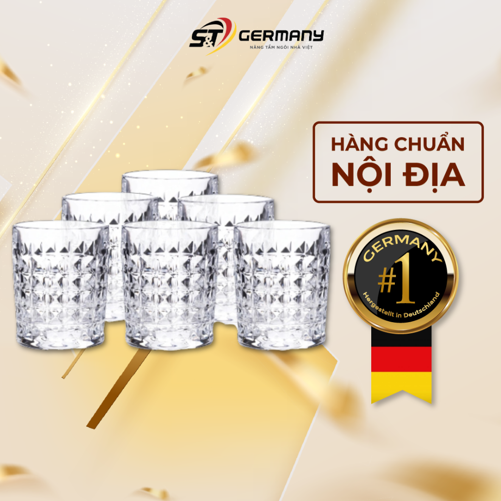 Set 6 cốc kim cương bohemia diamond 230ml nội địa séc sang trọng, cao cấp cốc uống rượυ germanysnt 0290069