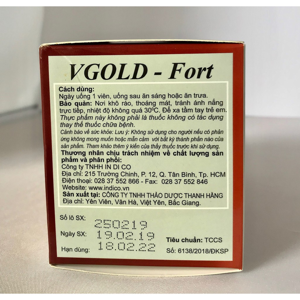 Thực phẩm bổ gan Vgold Fort