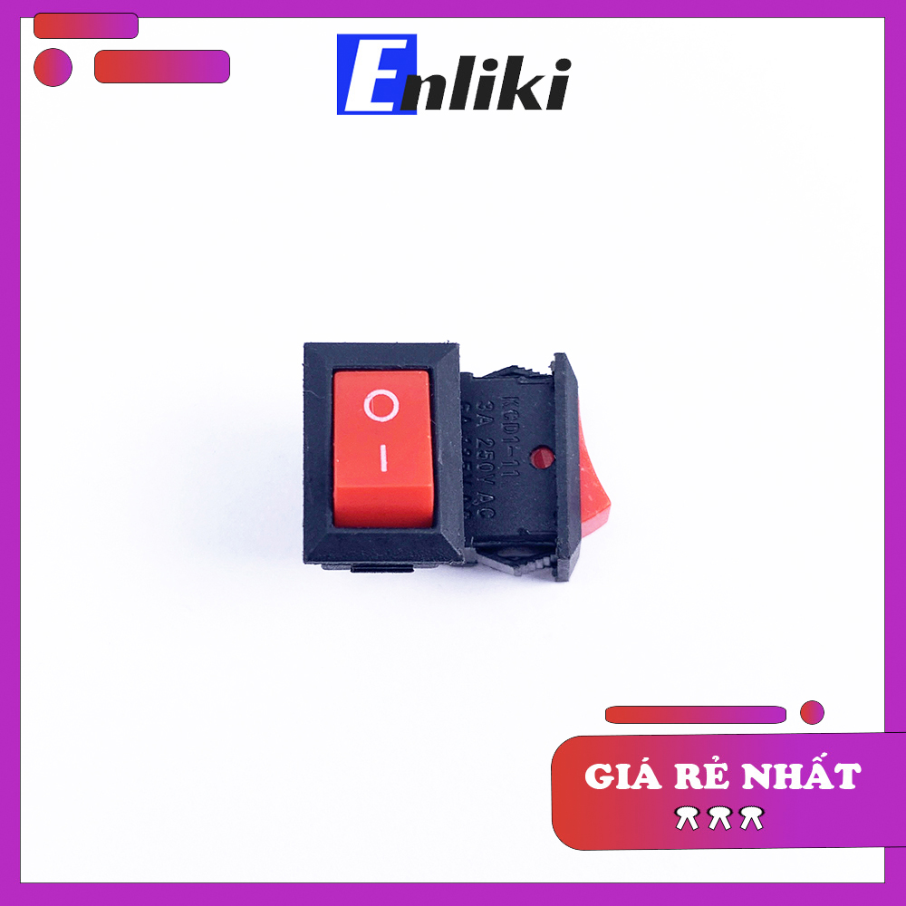 3A 250V Công Tắc KCD11 2P 15x10mm Đỏ