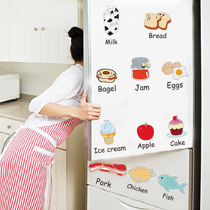 Decal dán tường từ vựng tiếng anh về các loại thực phẩm cho bé Sticker Tranh Dán Tường AM7090-Decal dán tường chữ cái