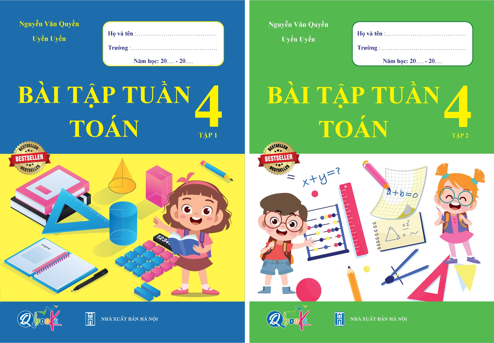 Combo sách - bài tập tuần toán 4 tập 1 + 2