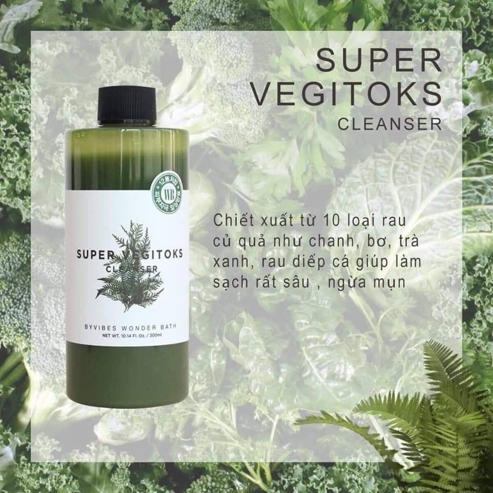 Sữa rửa mặt rau củ thải độc Super vegitoks cleanser Wonder bath 300ml