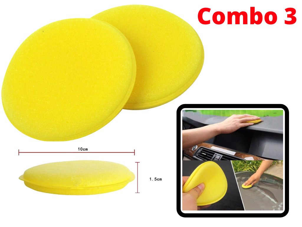 Combo 3 mút bọt biển đánh sáp ,mút tròn ,mút thoa hóa chất chăm sóc xe ,bọt biển vệ sinh