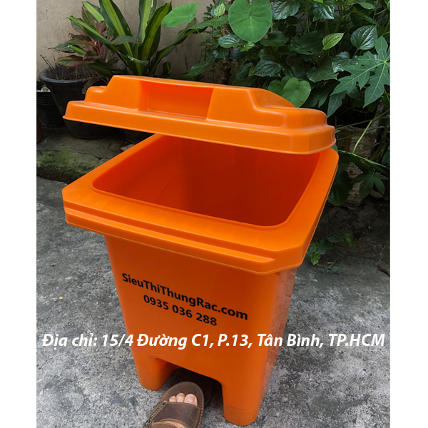Thùng Rác Chân Đạp 60 Lít - Xanh, Vàng và Cam