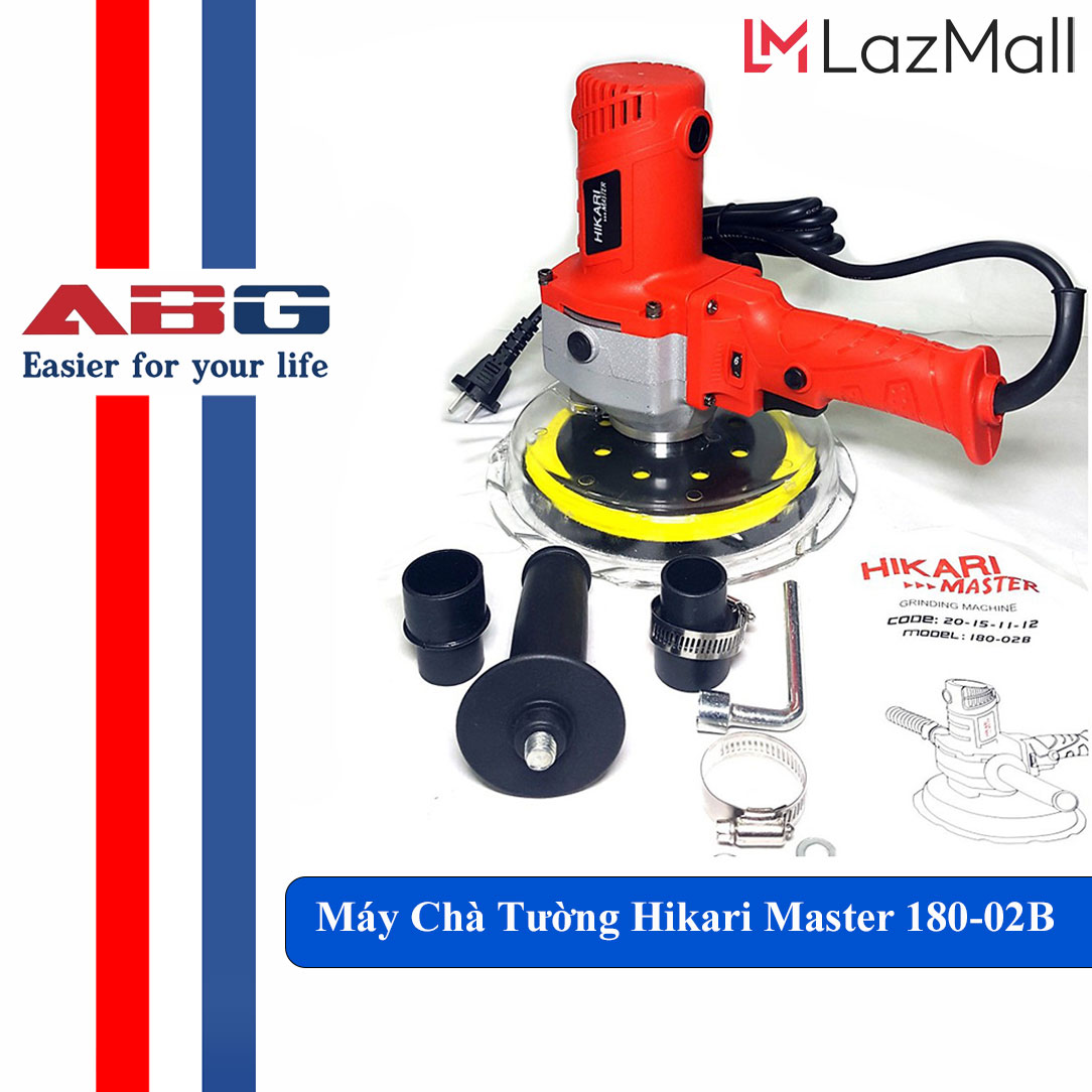 Máy Chà Tường Hikari Master 180-02B - Máy Có Nhiều Công Dụng Như Đánh Bóng Mặt Tường, Bề Mặt Ma Tít Và Chà Mịn, Tích Hợp Máy Hút Bụi Giúp Giảm Thiểu Ô Nhiễm