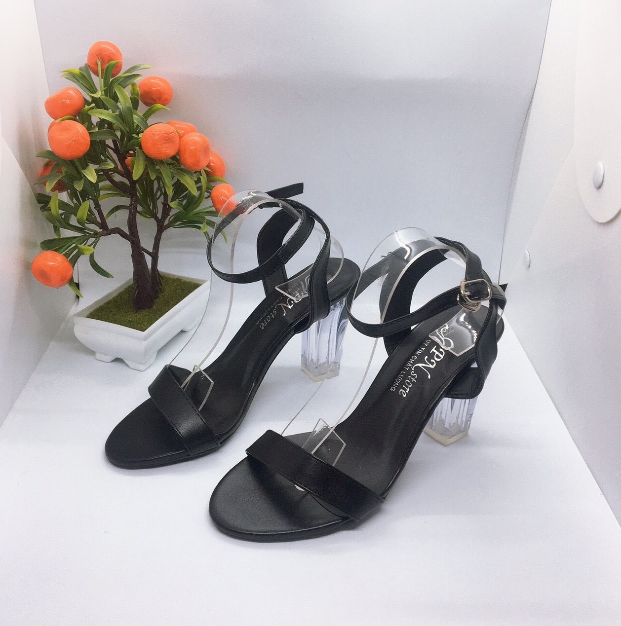 [HCM][ẢNH THẬT] Giày cao gót sandal 9 phân gót trong