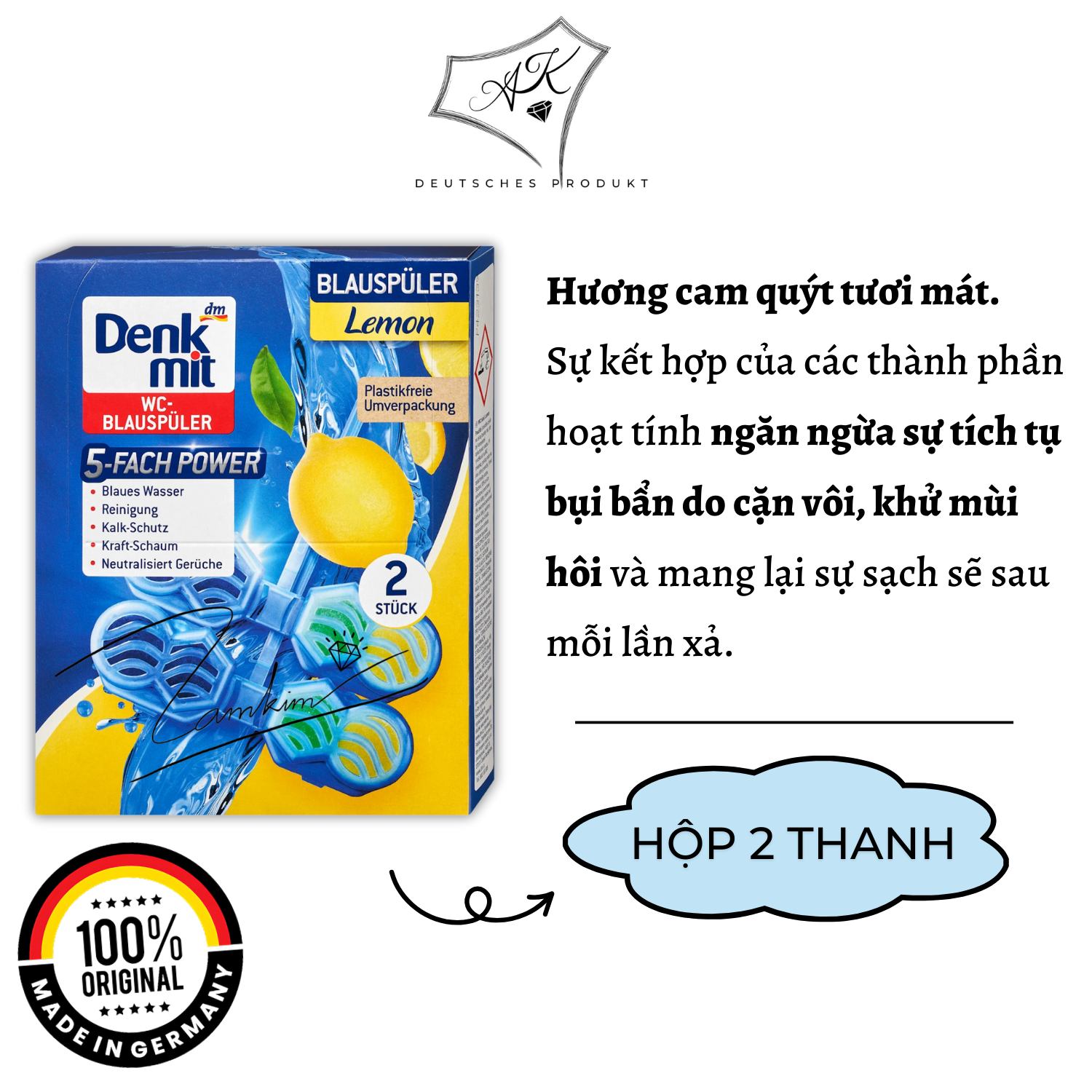 [ Hàng Đức ] Viên treo bồn cầu nội địa Đức - Denkmit