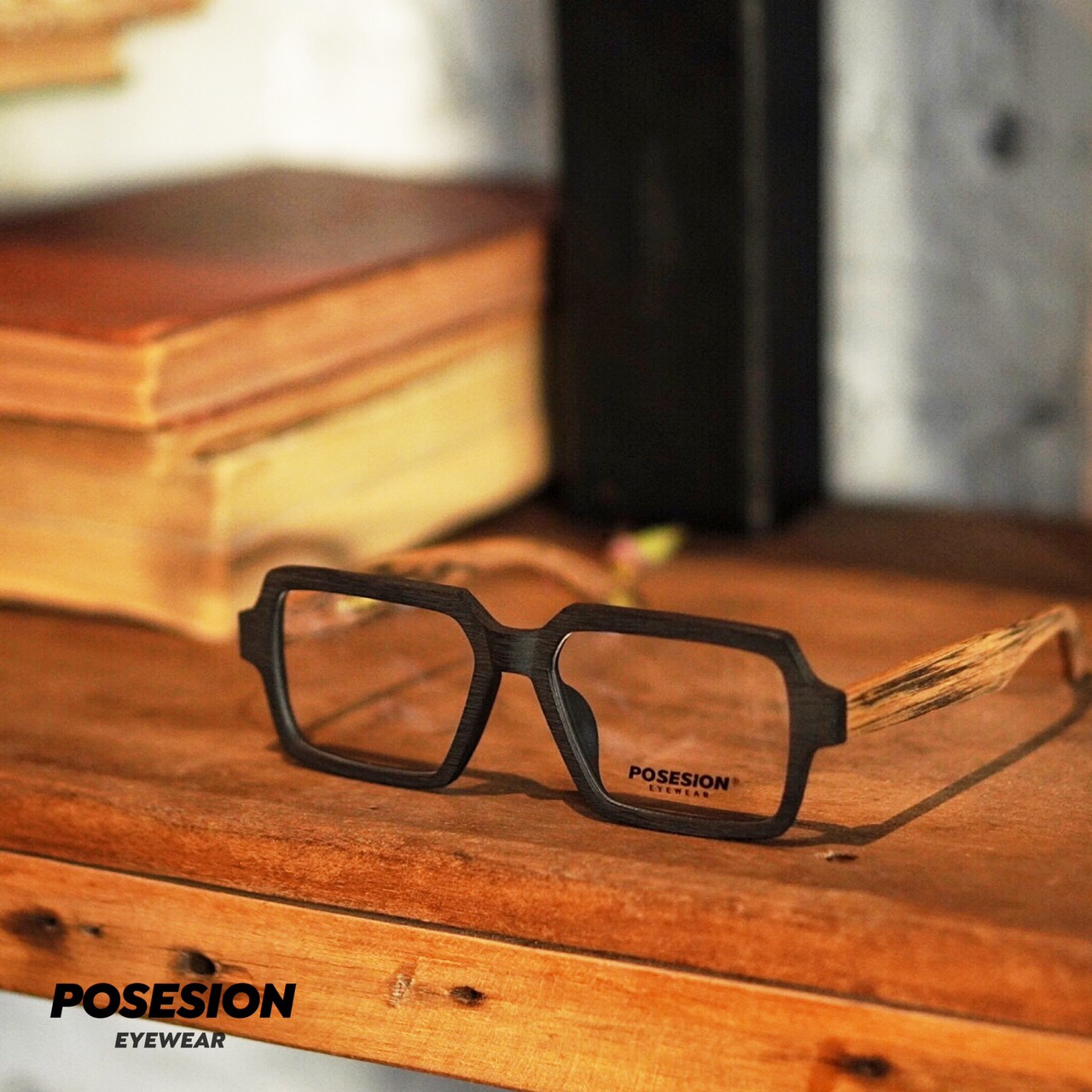 [HCM]Gọng kính gỗ Posesion Fuku thiết kế tại Nhật Bản mắt kính vuông nam nữ Acetate  cao cấp