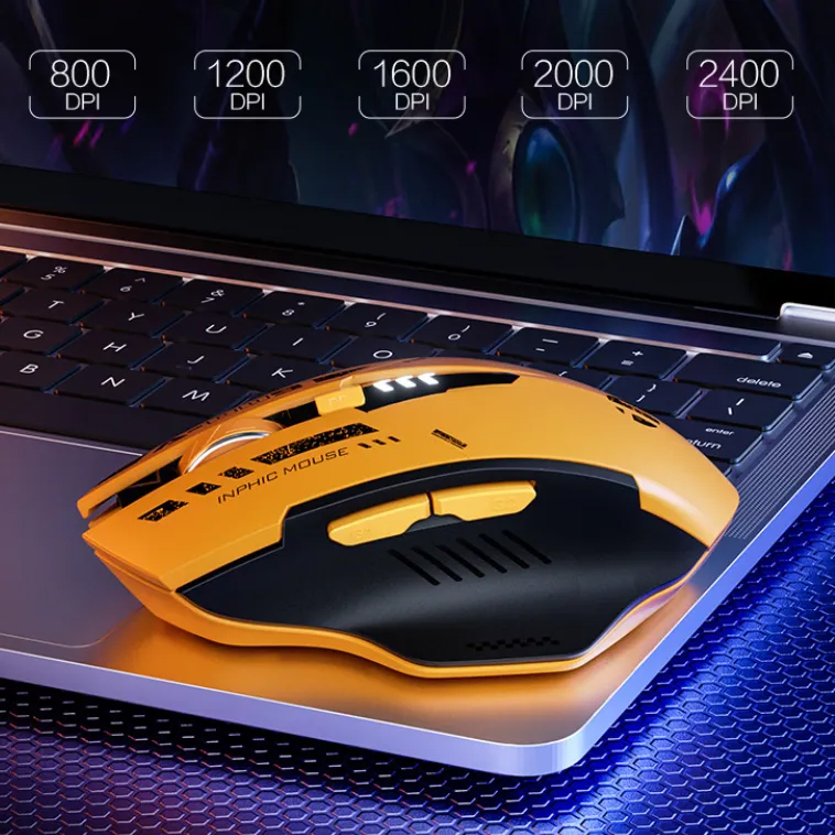 Chuột không dây bluetooth kiêm wireless INPHIC A9 pin sạc có đèn báo pin - Silent click không âm thanh (MÀU MỚI) Nhất Tín Computer