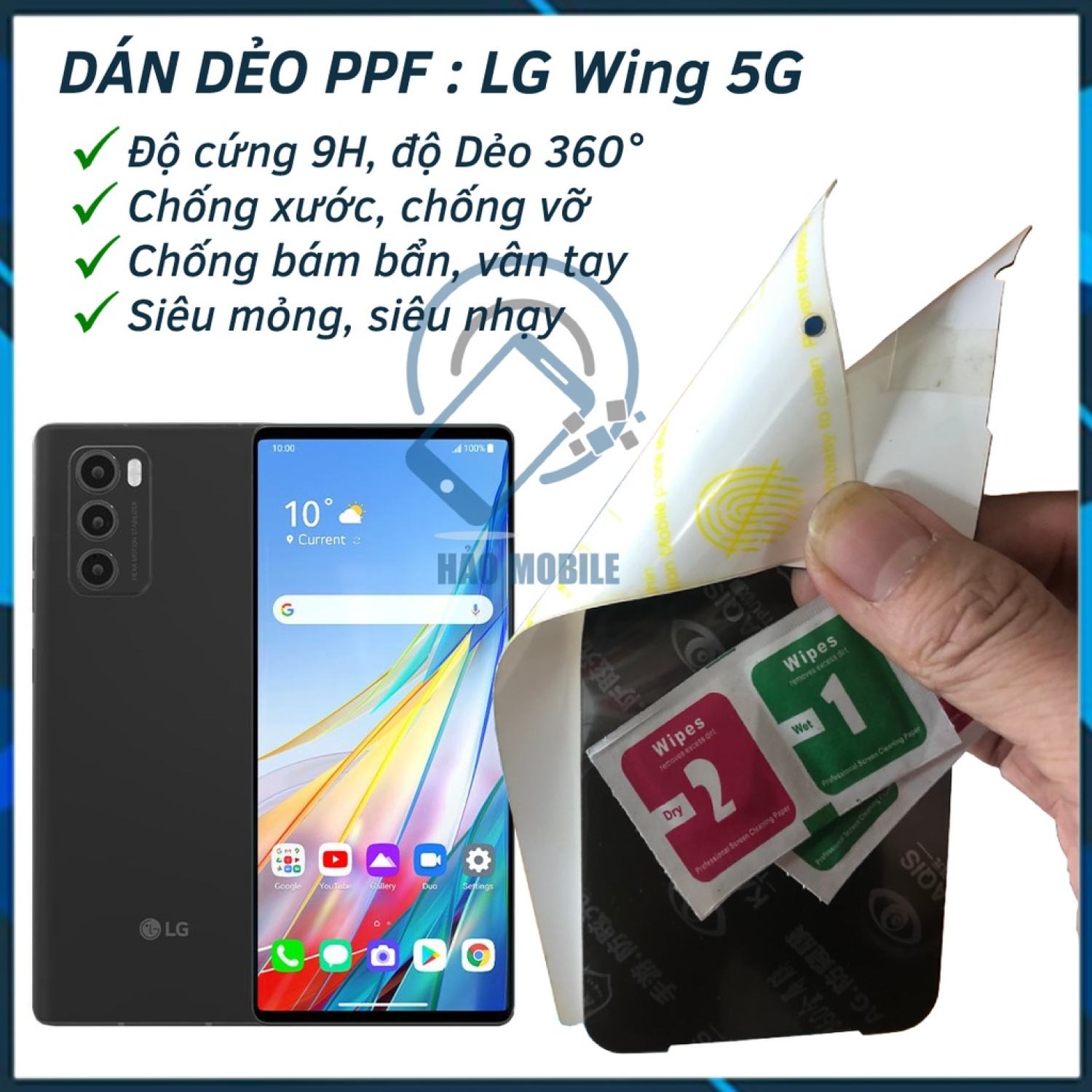 Dán Dẻo PPF mặt trước, mặt sau cho LG Wing 5G trong suốt và chống nhìn trộm