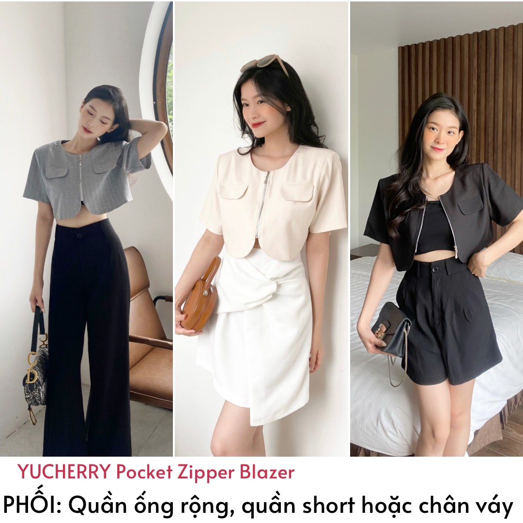 YU CHERRY | Áo Pocket Zipper Blazer YA429