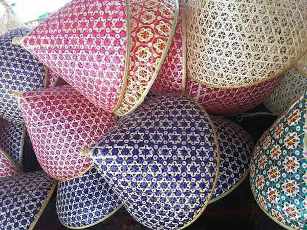 Chao đèn mây tre hoa thị 35cm