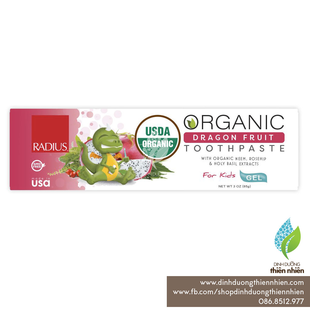 [HCM]Kem Đánh Răng Hữu Cơ Trẻ Em Radius Organic Toothpaste For Kids 85g
