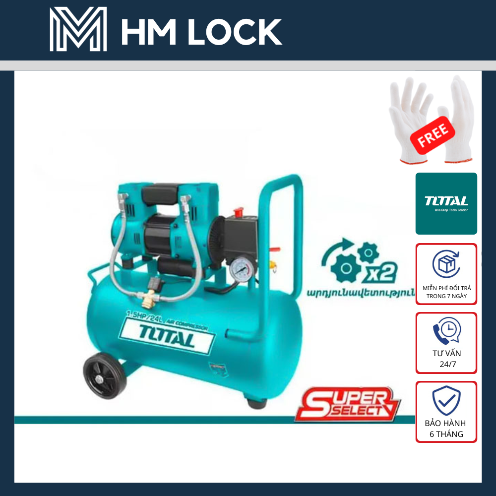 Máy nén khí không dầu 24l/1100w total - hàng chính hãng - tcs1110242t
