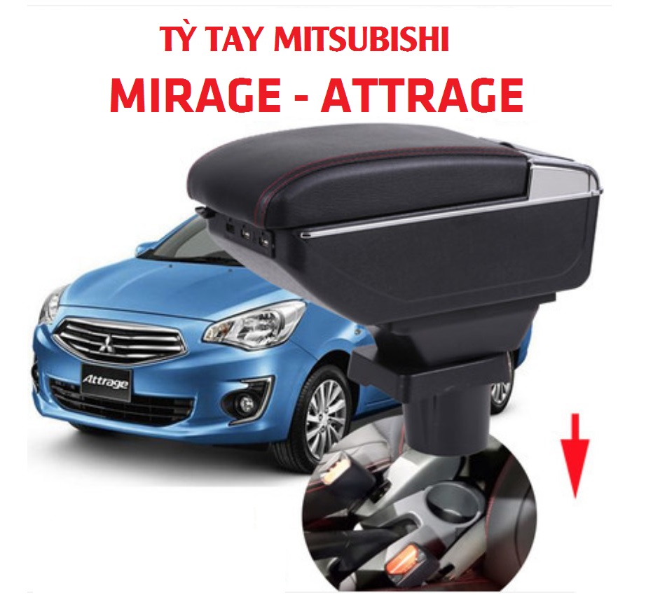 Tỳ tay Attrage hàng chuẩn theo xe cắm cốc không khoan vít