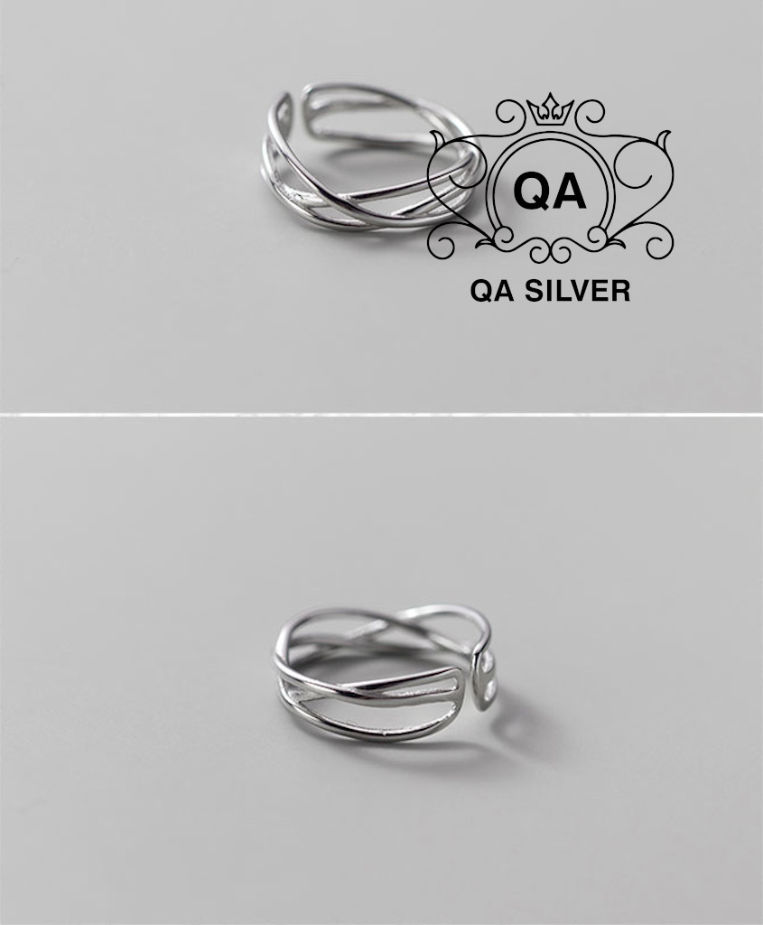 Nhẫn bạc 925 tầng đan chéo nữ form nhỏ ngón út S925 LAYER QA SILVER Ring RI210202