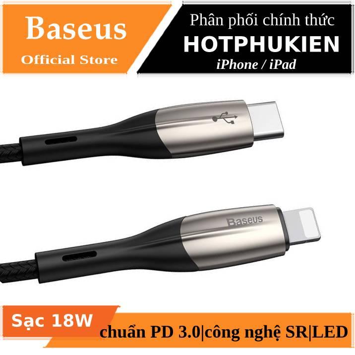 [HCM]Dây cáp sạc nhanh 18W USB Type-C to Lightning hiệu Baseus Horizontal cho iPhone / iPad (sạc nhanh chuẩn PD 18W Công nghệ chống đứt SR)(Bảo hành 03 tháng 1 đổi 1 ) - phân phối bởi HotPhuKien