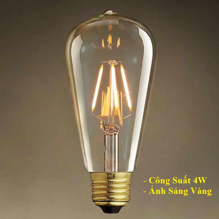 Đèn led Edison T64 4w trang trí nghệ thuật - Tiết Kiệm Điện Năng - BH 6 Tháng