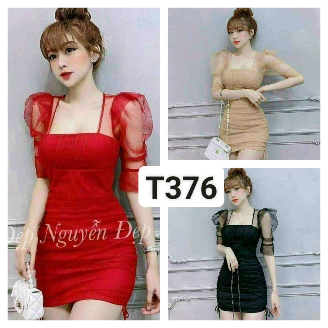 Đầm body phối lưới cao cấp có mút T376