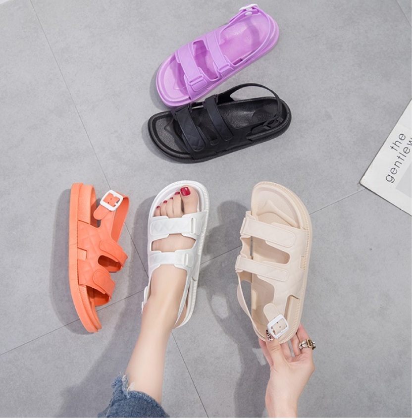 Sandal Nữ Thời Trang Chất liệu Cao Su 2 Quai Ngang Dán Đế 2 Tầng Chống Nước giá rẻ