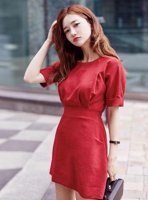 [HCM]Đầm đỏ thun eo v2