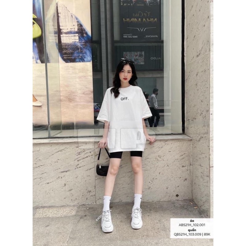 [HCM]Set Áo thun phông OFF kèm quần legging lửng cá tính