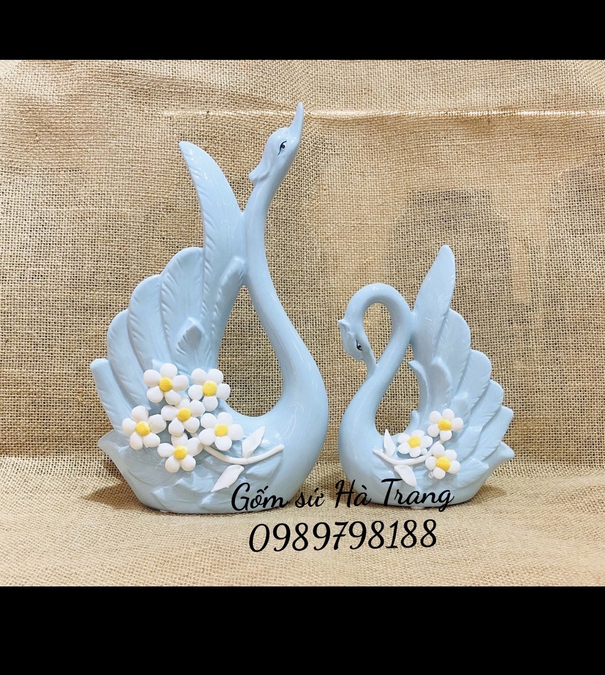 Set decor thiên nga đôi chất liệu gốm sứ mã 02
