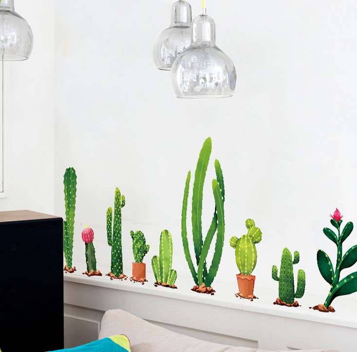 Decal dán tường Hàng xương rồng