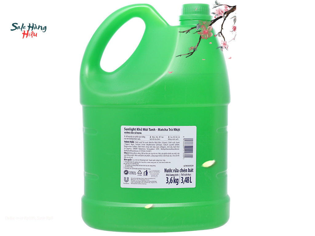 Can Nước rửa chén Sunlight 3.6kg Matcha Trà Nhật Bản