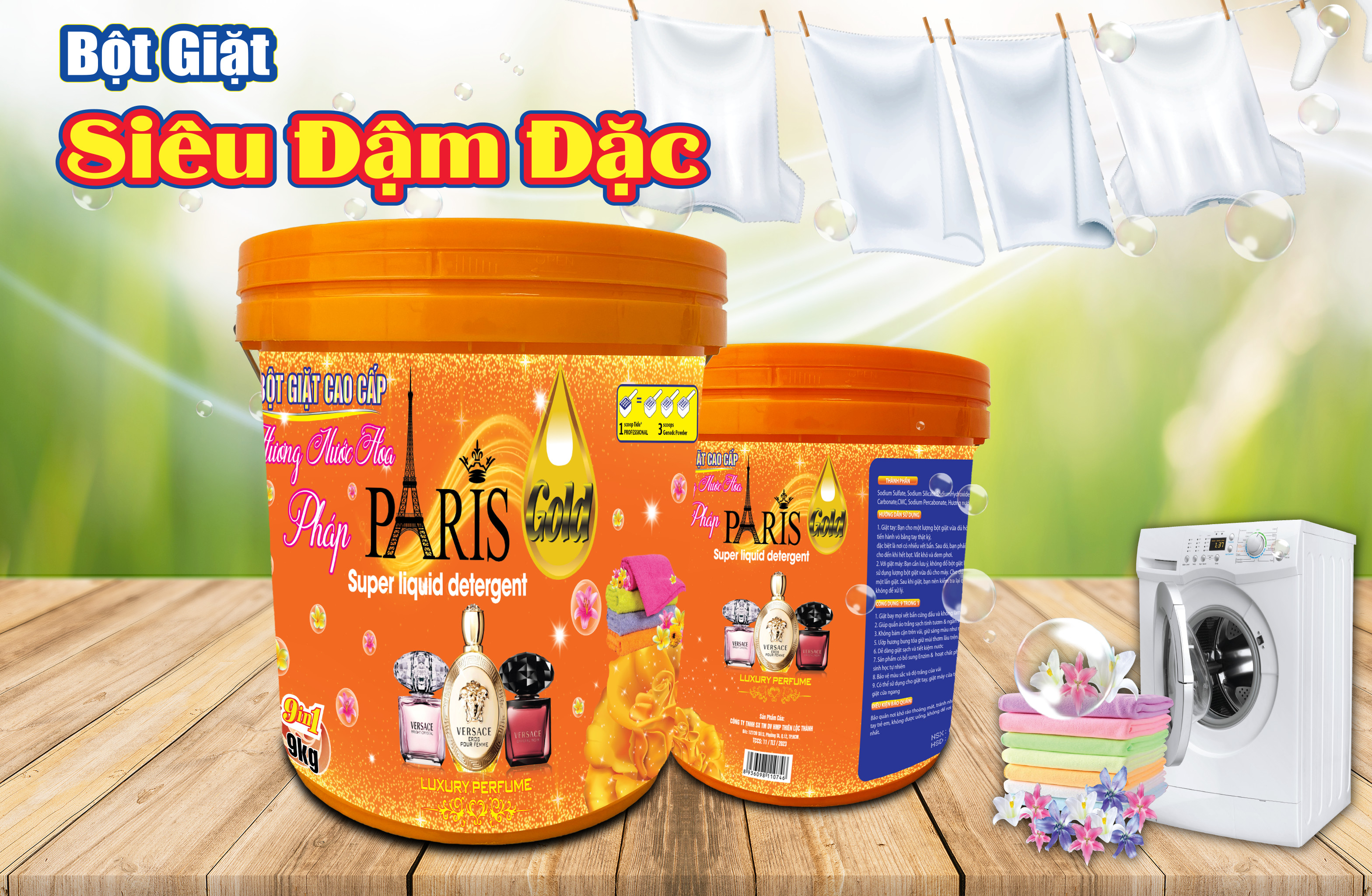 Bột Giặt Paris Hương Nước Hoa Thùng 9KG