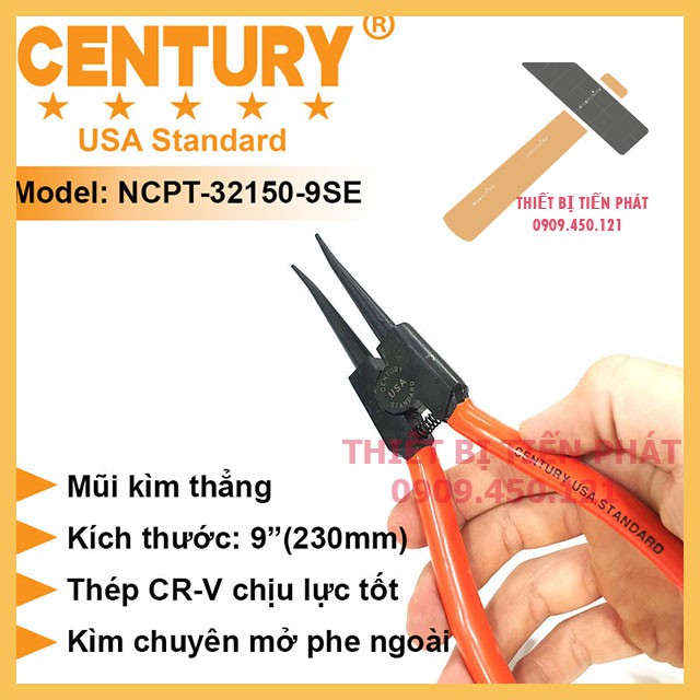 Kềm mở phe, kìm mở phe 9" ra thẳng century mã ncpt-32150-9se chính hãng.