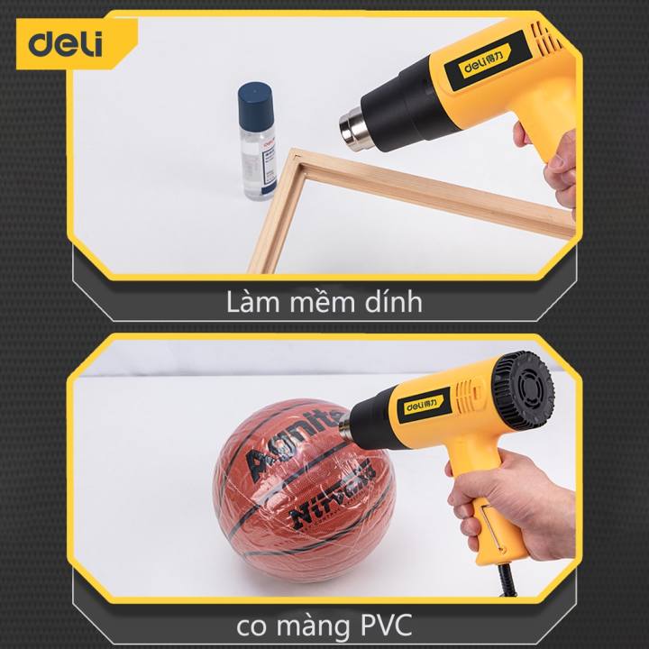 Máy Khò Hơi Nóng Deli Cao Cấp g Suất Cao 1600W - Co Màng Cơ Đóng Gói Hàng Hóa - Dễ Dàng Và An Toàn Sử Dụng - DL5200 - Hình ảnh 7