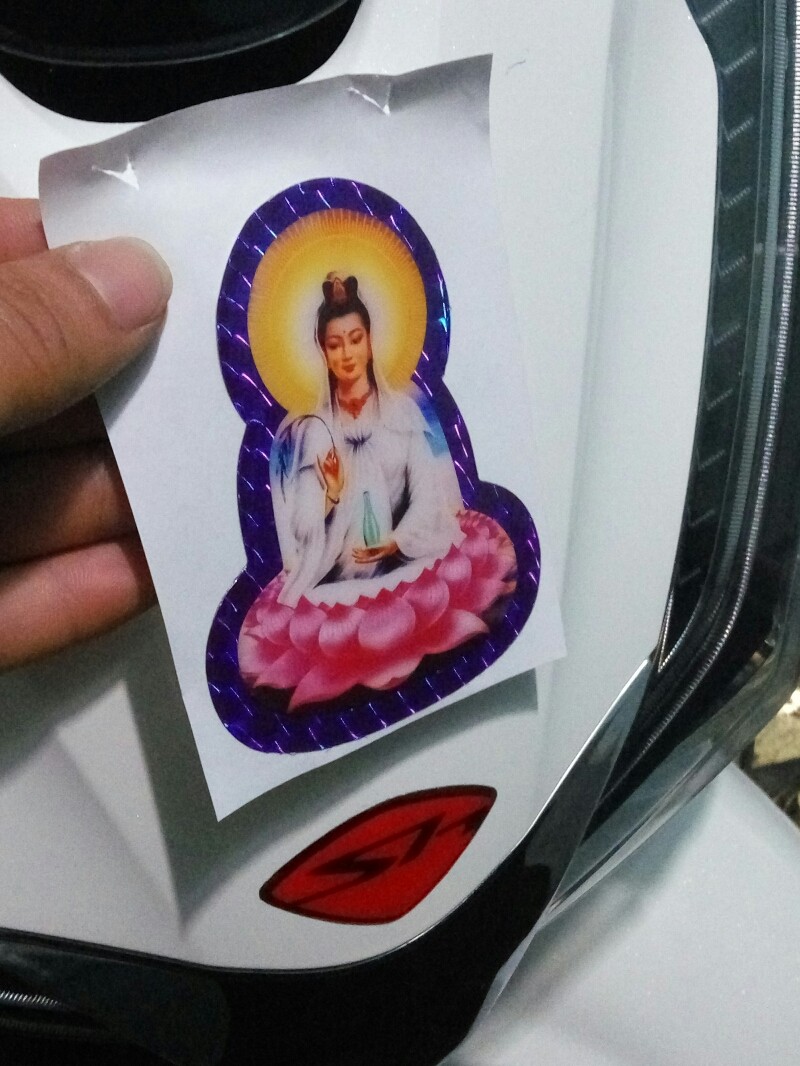Tem nổi Bồ Tát dán xe may mắn - Vindecal BD